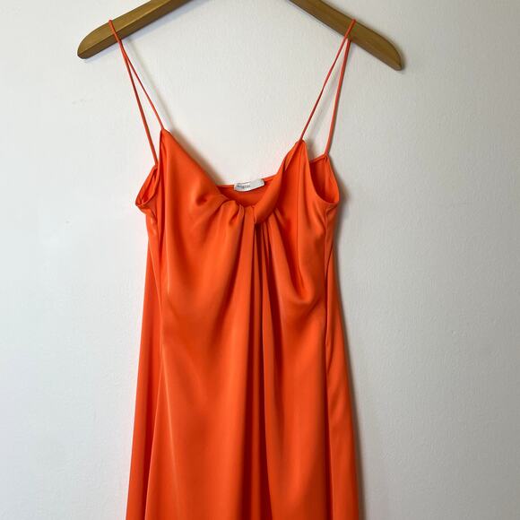 NWT Rosetta Getty Twist Front Slip Dress Size 10 Orange Fluid Satin - Picture 4 of 16